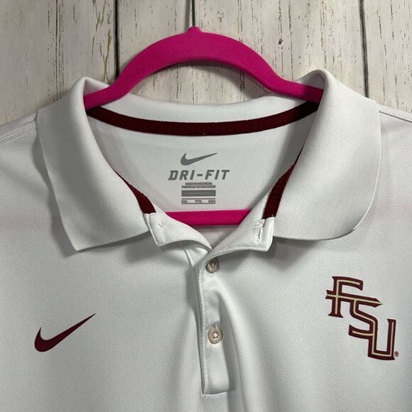 Nike Dri Fit Mens Florida State Seminoles Short Sleeves Polo Shirt White - Picture 4 of 16